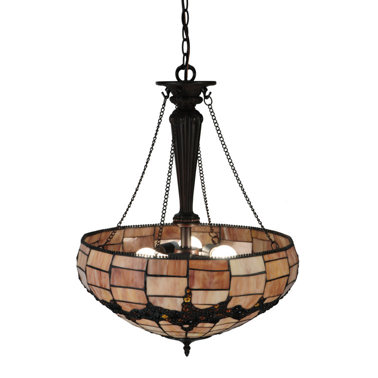Black Glass 3-Light Indoor/Outdoor Bowl Pendant
