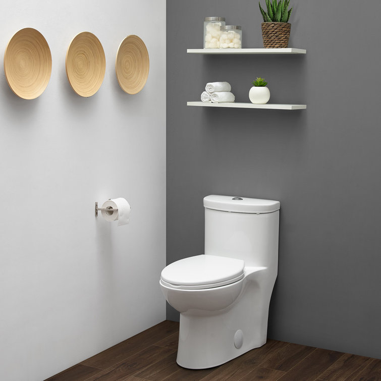 Glossy White Elongated Dual Flush One-Piece Toilet