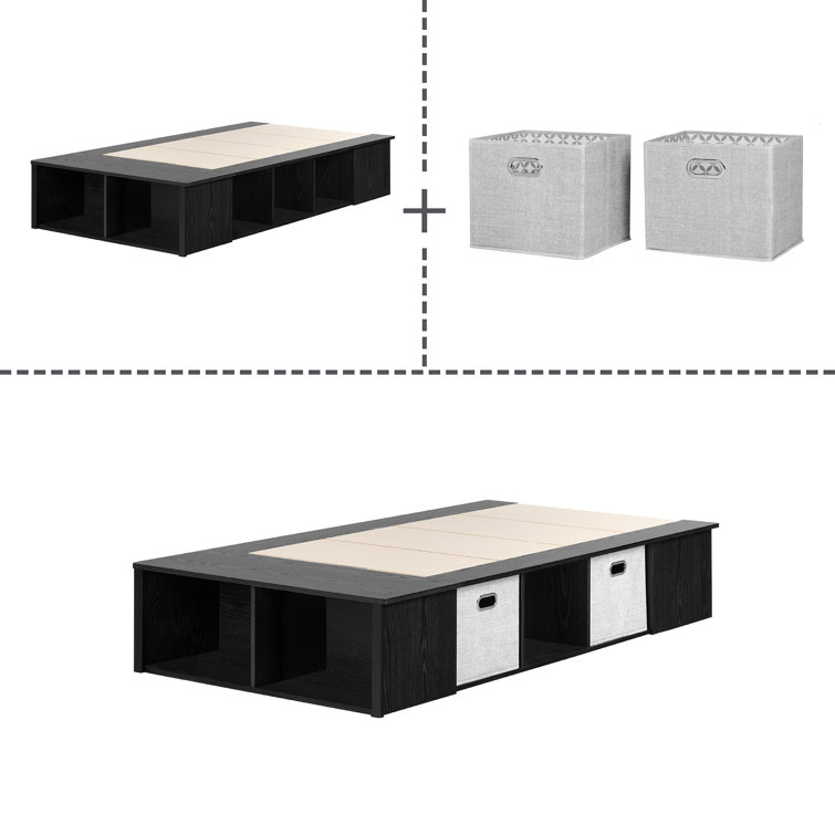 Twin Black Oak Wood Frame Captain's Bed with Storage Drawers
