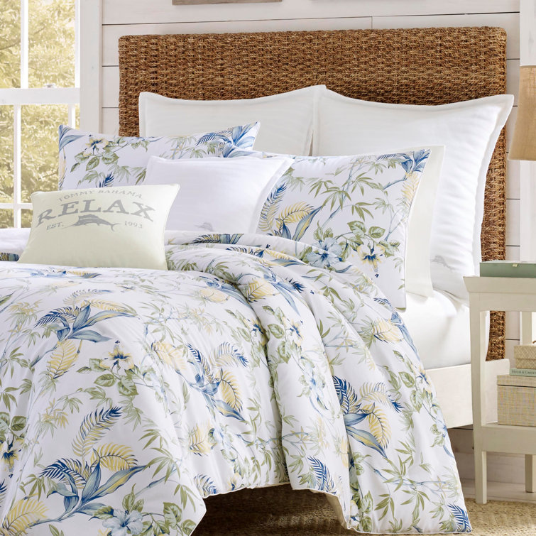 Tommy Bahama Off-White Cotton Square Throw Pillow with Zipper Closure
