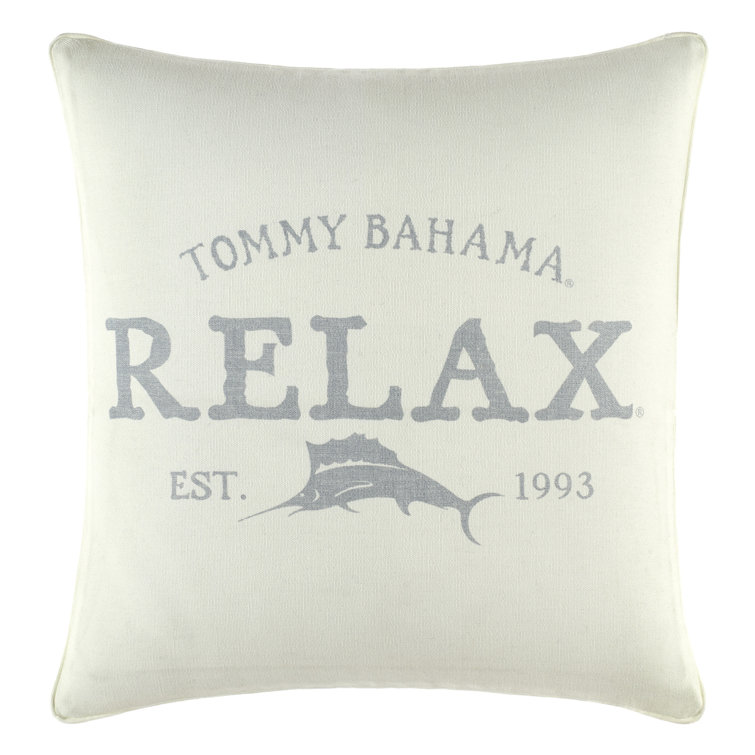 Tommy Bahama Off-White Cotton Square Throw Pillow with Zipper Closure