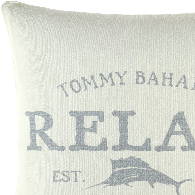 Tommy Bahama Off-White Cotton Square Throw Pillow with Zipper Closure