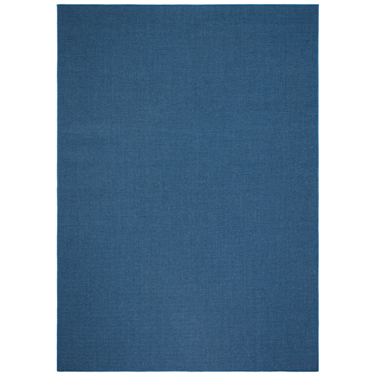 Blue 8' x 10' Handmade Wool and Cotton Rug