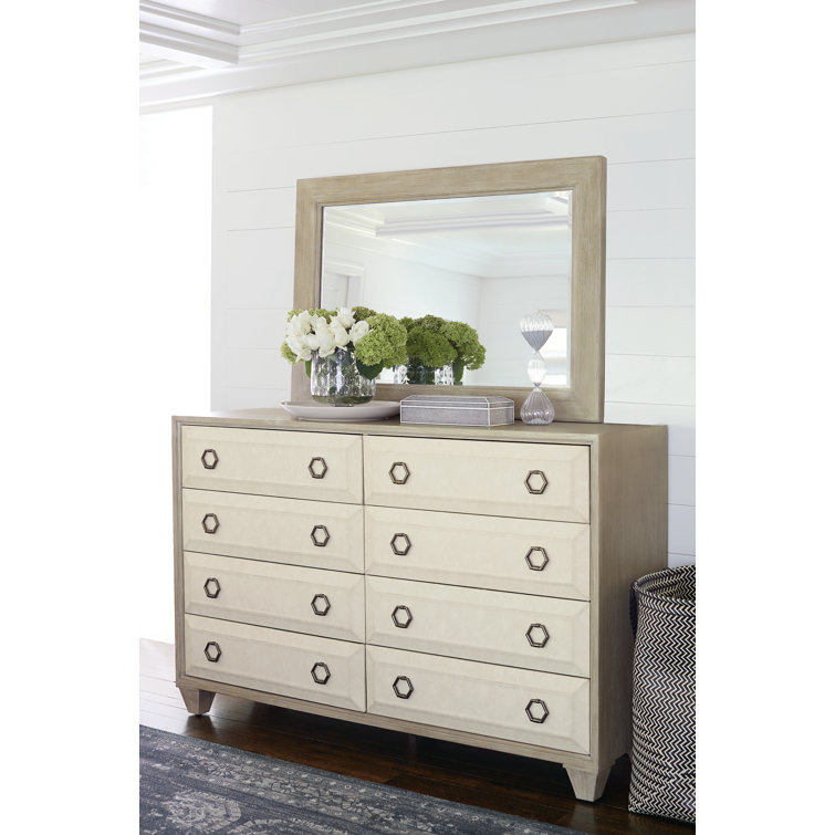 Santa Barbara White Double Dresser with Oak Frame