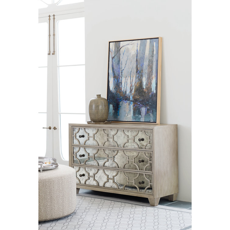 Santa Barbara Mirrored 3-Drawer Light Wood Dresser