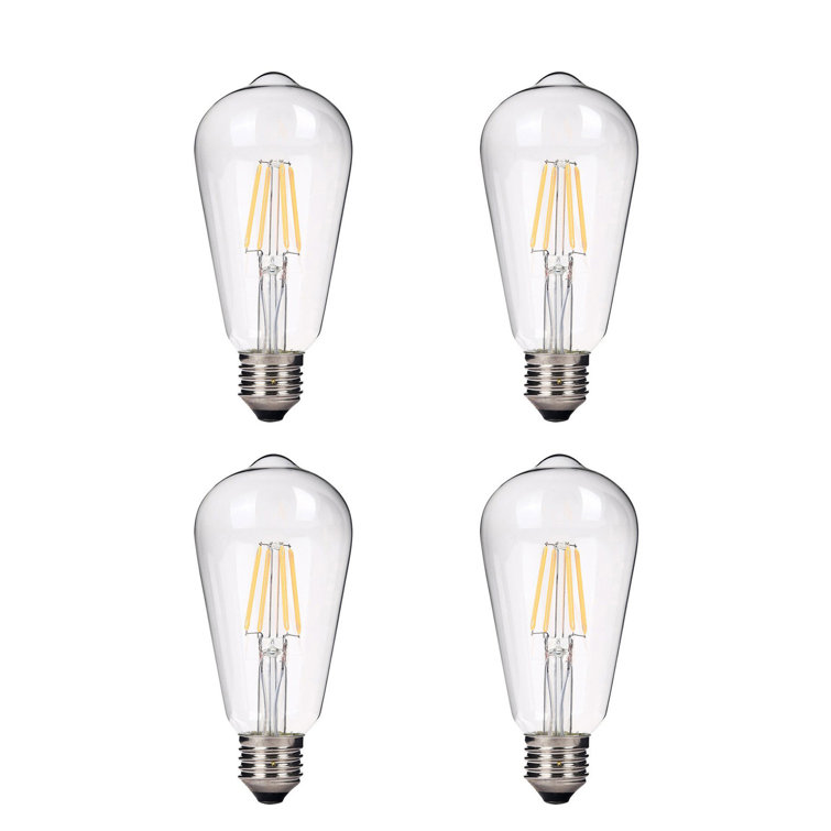 Clear Dimmable LED ST64 Bulbs with E26 Base, 4-Pack