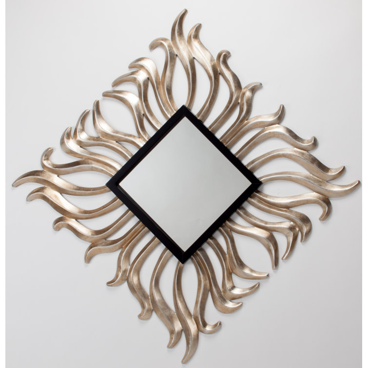 Ornate Gold and Silver Hand Painted Rectangular Wall Mirror