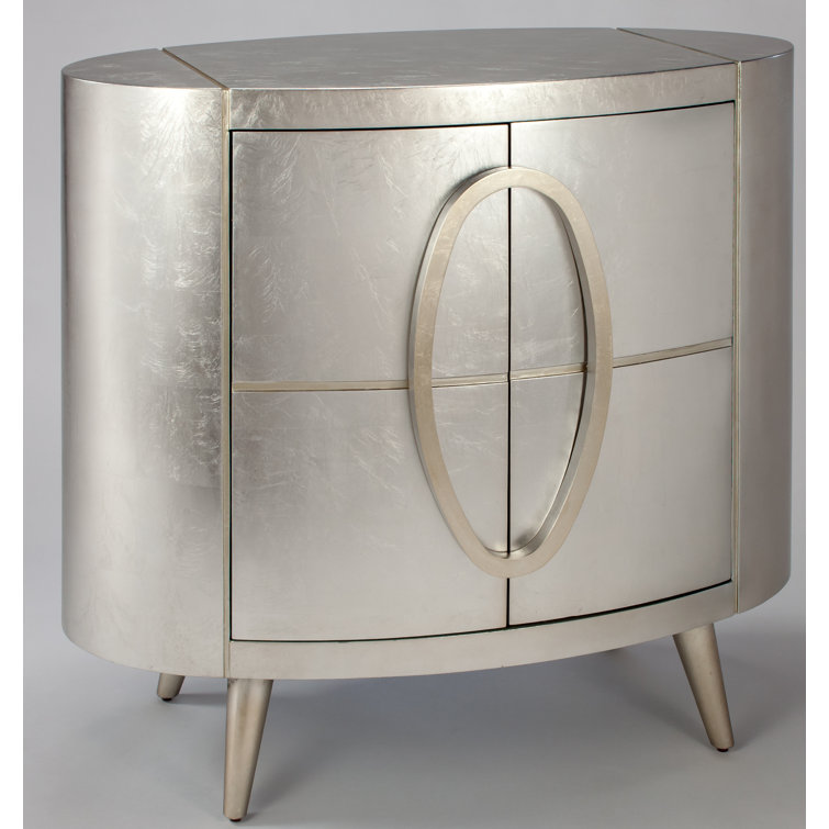 Silverleaf Finish MDF Rectangular Accent Cabinet with Straight Legs