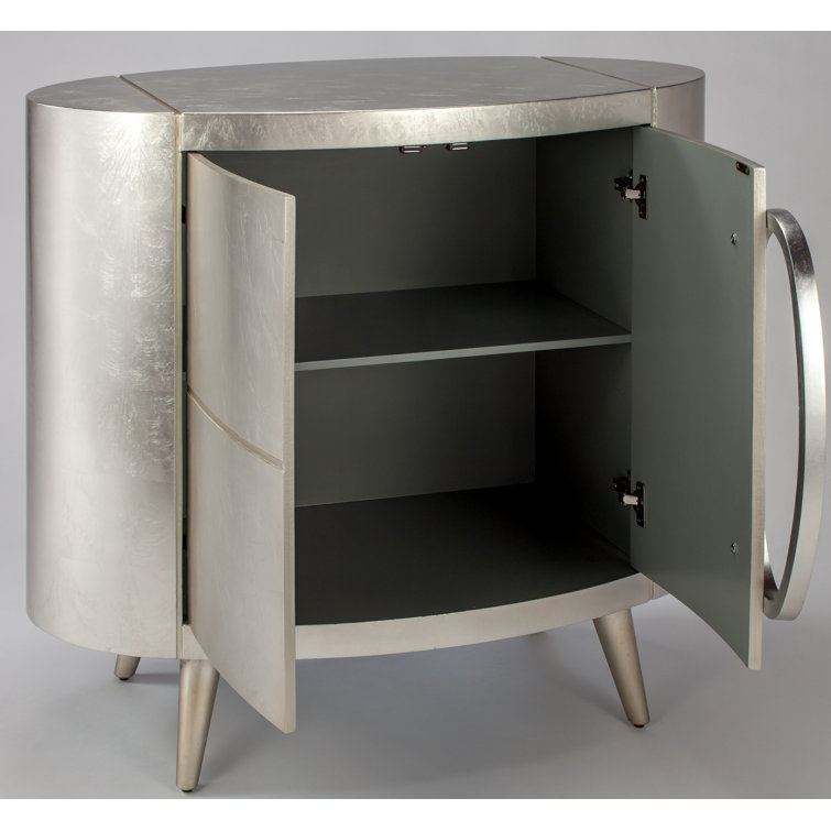 Silverleaf Finish MDF Rectangular Accent Cabinet with Straight Legs
