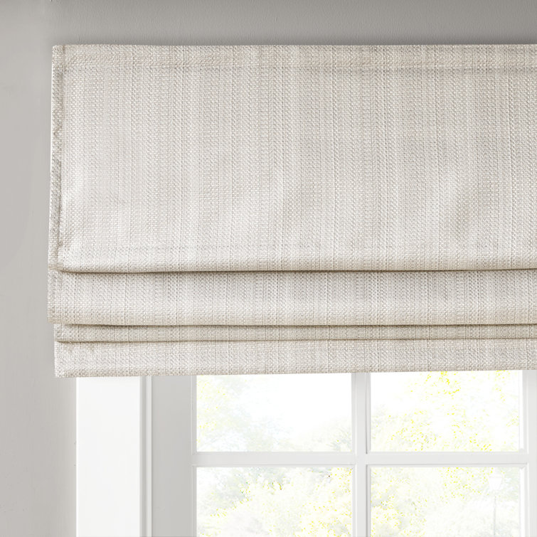 Gray Basketweave Cordless Blackout Roman Shade