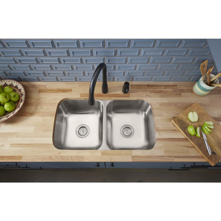 McAllister 32'' Stainless Steel Double Bowl Drop-In Kitchen Sink