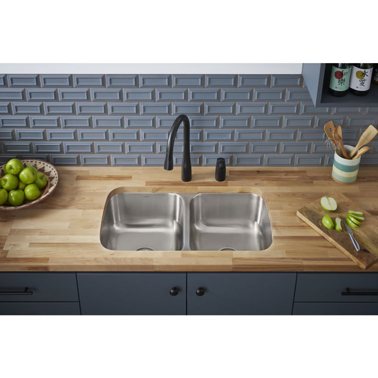 McAllister 32'' Stainless Steel Double Bowl Drop-In Kitchen Sink