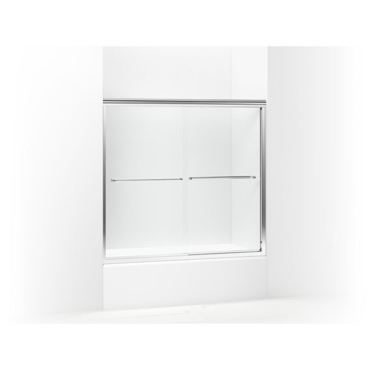 Finesse Frameless Clear Glass Silver Sliding Shower Door