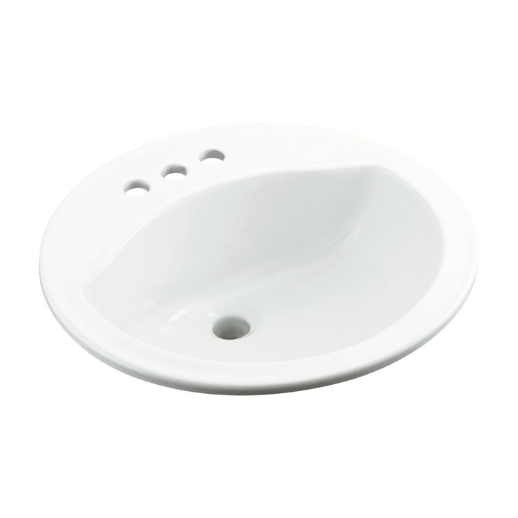 Modesto White Ceramic Round Drop-In Bathroom Sink