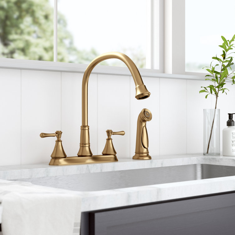 Classic Elegance 13.5" High-Arc Bronze Kitchen Faucet with Pull-Out Spray