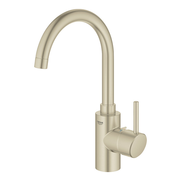 Sleek Euro-Style High-Arc Brushed Nickel Single-Handle Bathroom Faucet