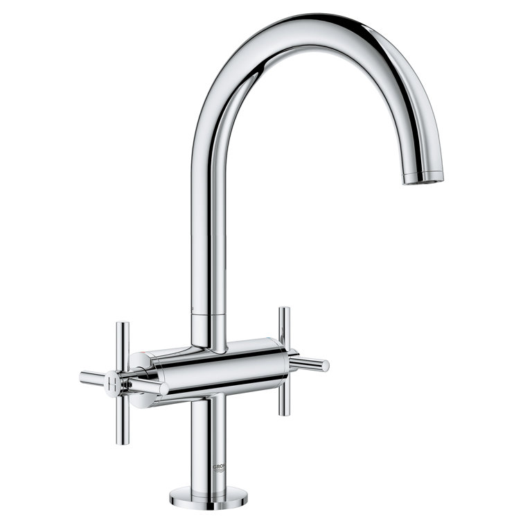 Modern Chrome 11 7/8" High Vessel Bathroom Faucet with Brass Handles