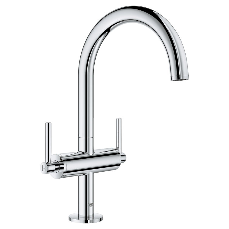 Modern Chrome 11 7/8" High Vessel Bathroom Faucet with Brass Handles