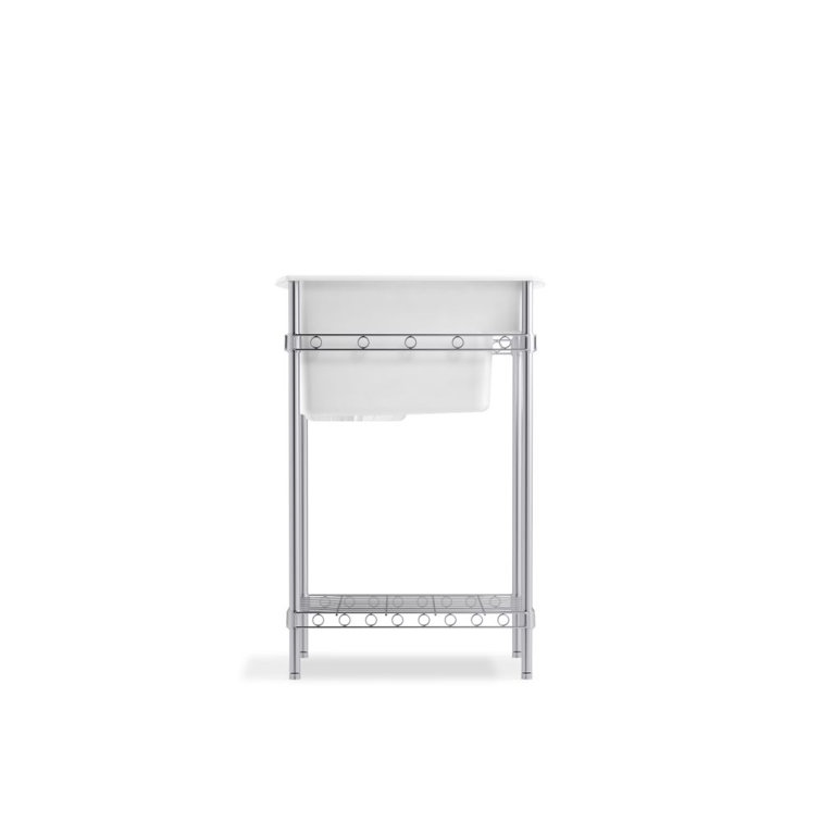 White Vikrell Single Bowl Drop-in Utility Sink with Stand