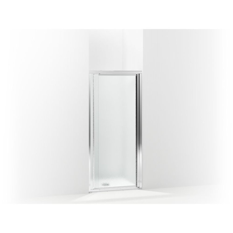Vista Pivot II Silver Framed Shower Door with Pebbled Glass