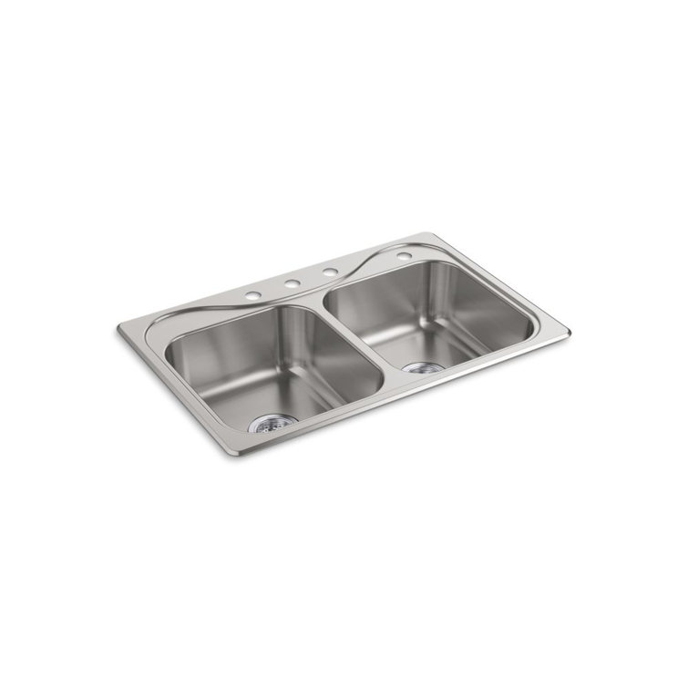 Southhaven 33'' Satin Stainless Steel Double Bowl Kitchen Sink