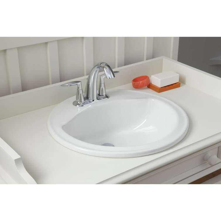 Modesto White Ceramic Round Drop-In Bathroom Sink