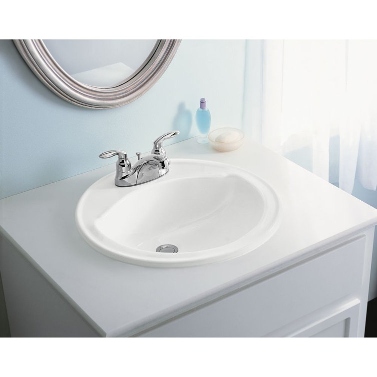 Modesto White Ceramic Round Drop-In Bathroom Sink