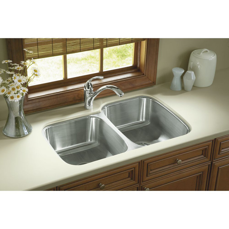 McAllister 31.75'' Stainless Steel Double Bowl Undermount Kitchen Sink