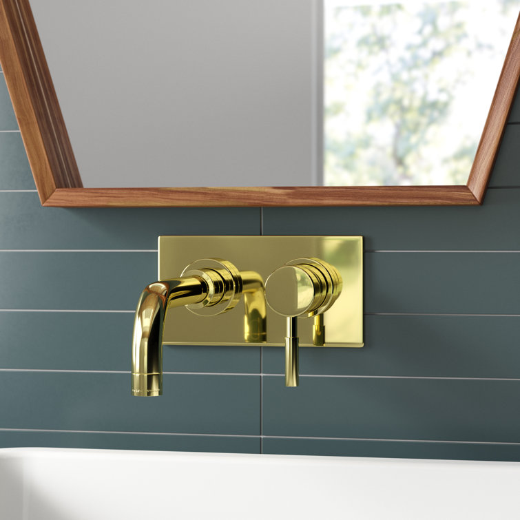 Concord Modern Wall-Mounted Polished Brass Bathroom Faucet