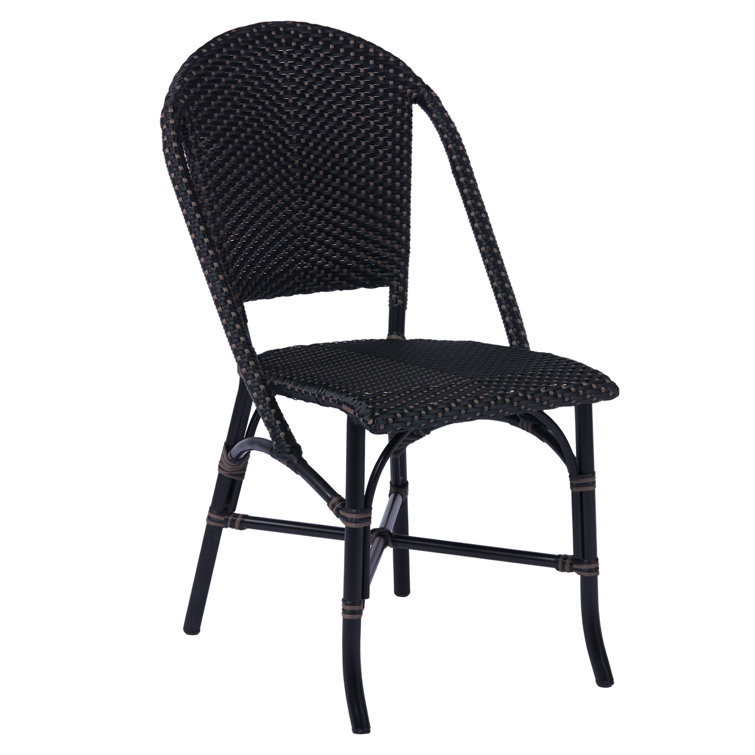 Sofie Black Cappuccino Dot Armless Outdoor Dining Chair with Cushions