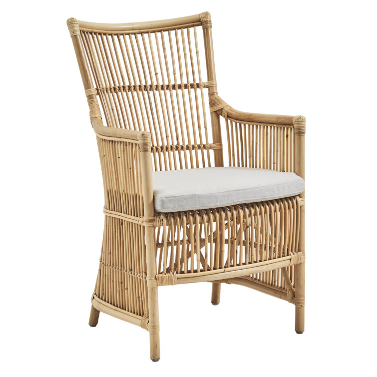 Natural Rattan Accent Chair with Sailcloth Seagull Cushion