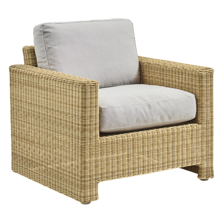 Natural Wicker Outdoor Lounge Chair with Sunbrella Cushions