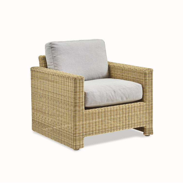 Natural Wicker Outdoor Lounge Chair with Sunbrella Cushions