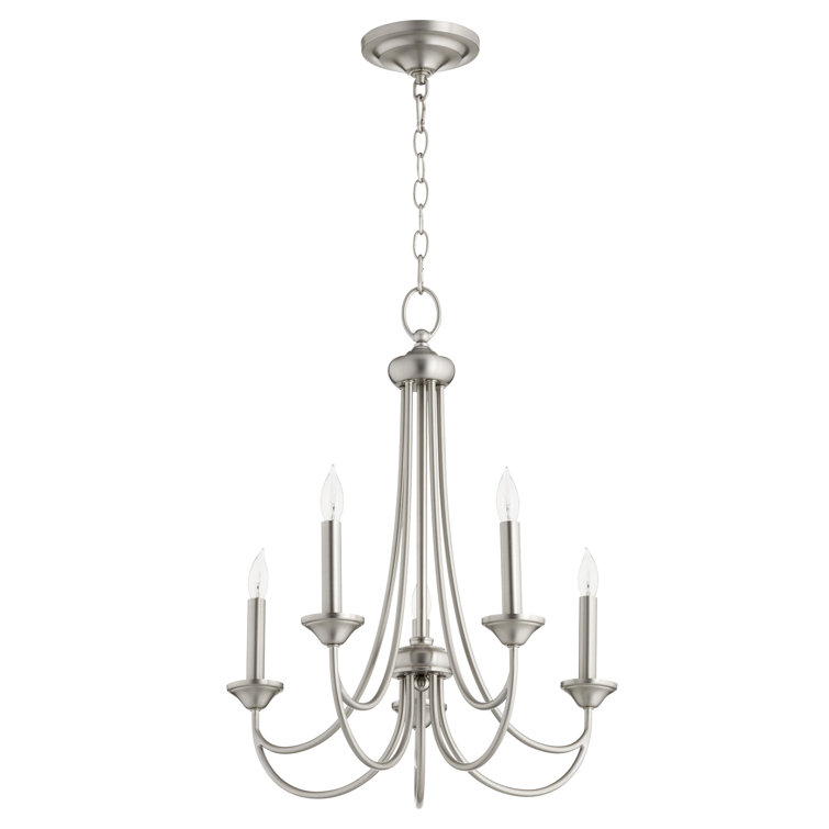 Satin Nickel Transitional 5-Light Candle Chandelier