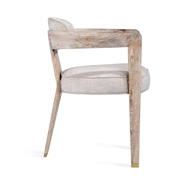 Heathered Cream Linen and Whitewashed Wood Side Chair