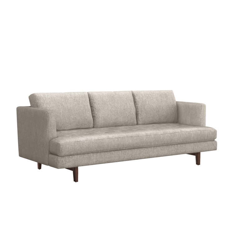 Ayler 85'' Bungalow Chenille Upholstered Sofa with Walnut Legs