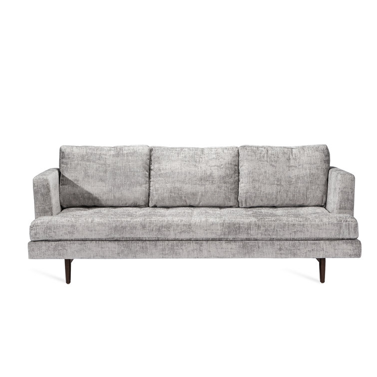 Ayler 85'' Feather Chenille Upholstered Sofa with Walnut Legs