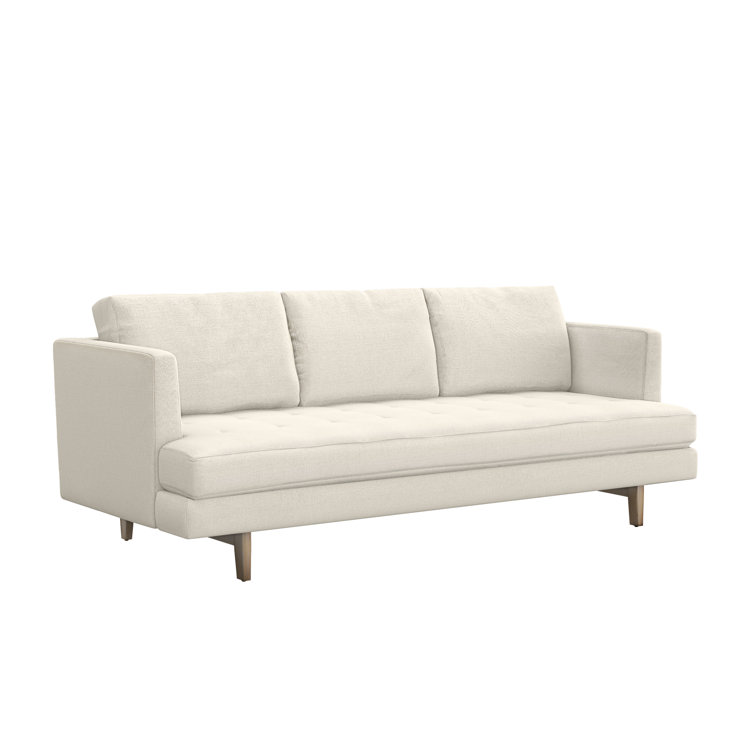 Pearl Fabric Track Arm Sofa with Wood Legs