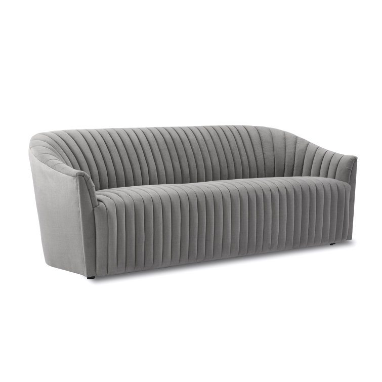 Pure Grey Tufted Fabric Track Arm Sofa
