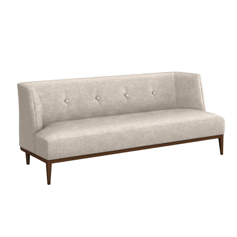 Bungalow Chenille Tufted Armless Sofa with Walnut Legs