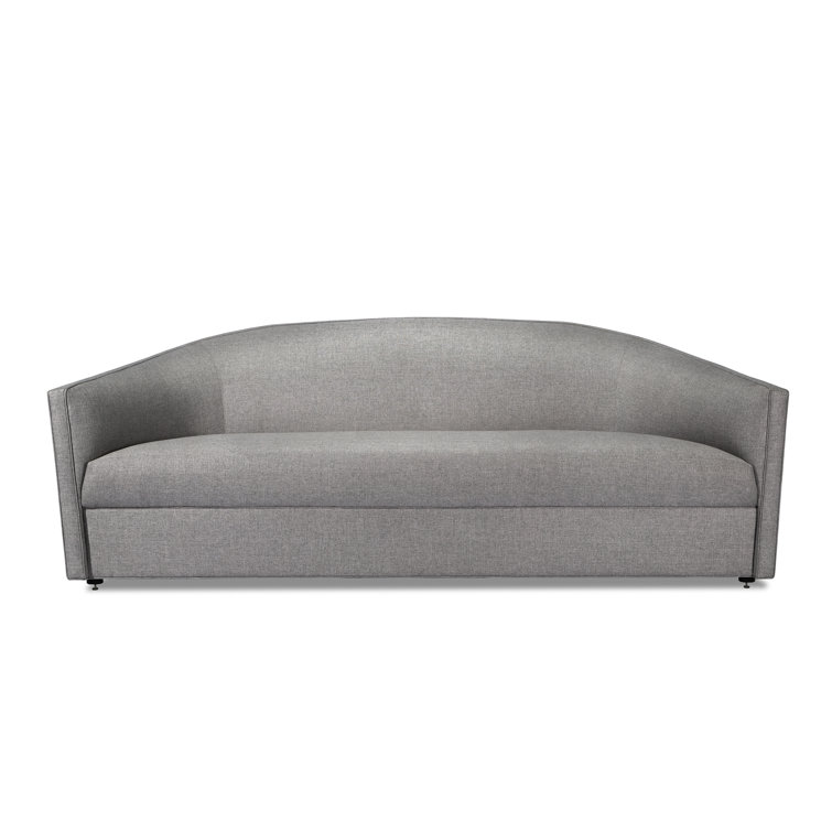 Interlude Pure Grey 99" Square Arm Sofa Couch with Wooden Accents