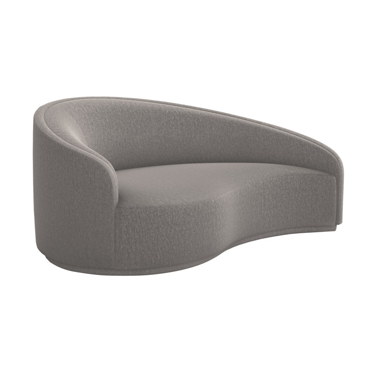 Feather Chenille Handcrafted Wood Left Curve Chaise