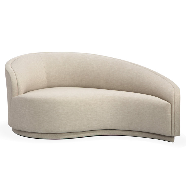 Feather Chenille Handcrafted Wood Left Curve Chaise
