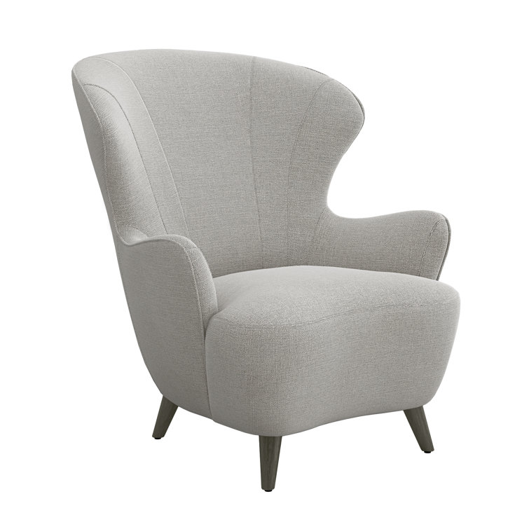 Ollie Vintage Grey Handcrafted Wingback Chair with Wooden Legs