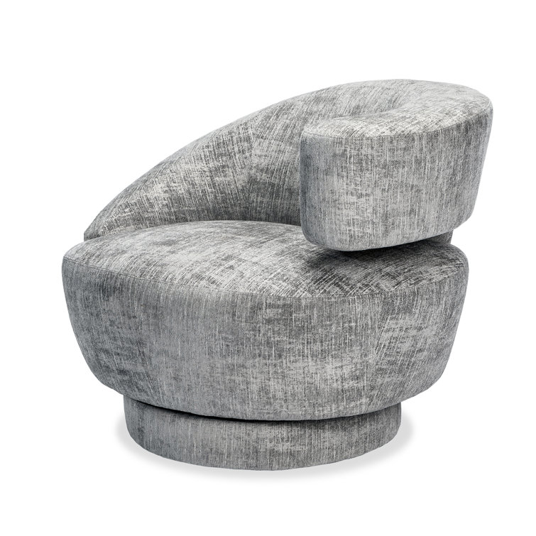 Handcrafted Arabella Feather Chenille Swivel Accent Chair
