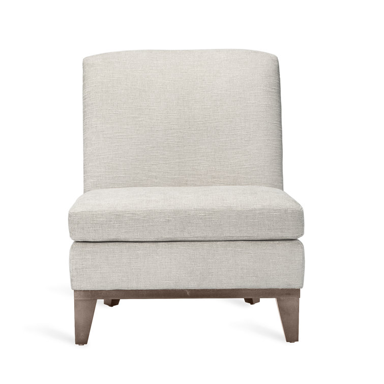 Handcrafted Gray Slipper Chair with Wooden Base