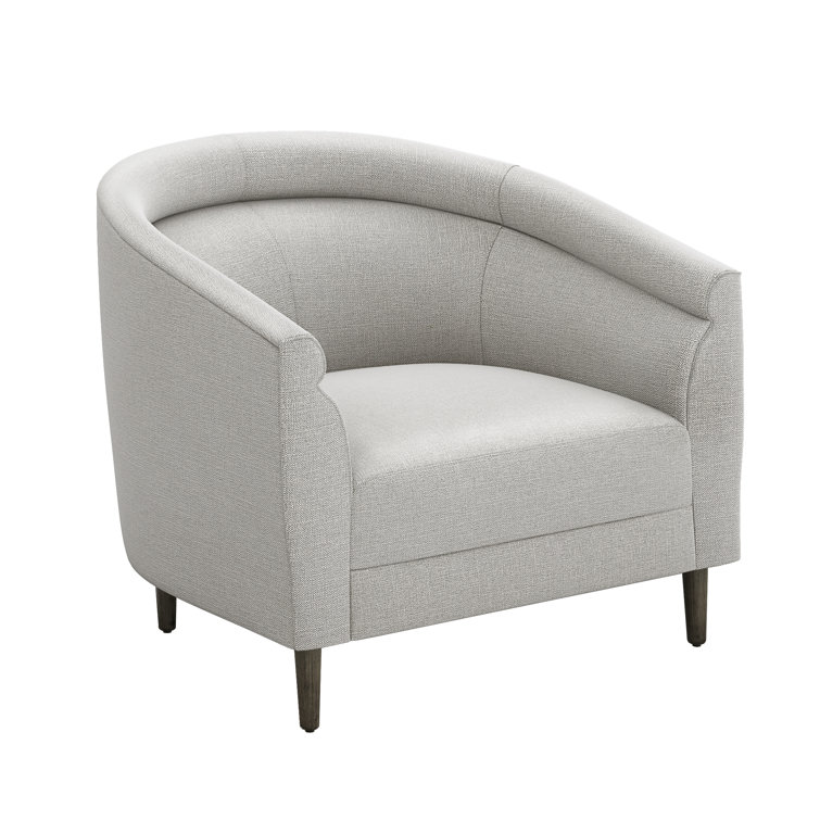 Gray Handcrafted Barrel Chair with Wooden Legs