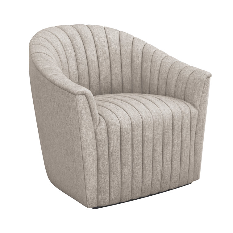 Bungalow Chenille Handcrafted Swivel Barrel Chair