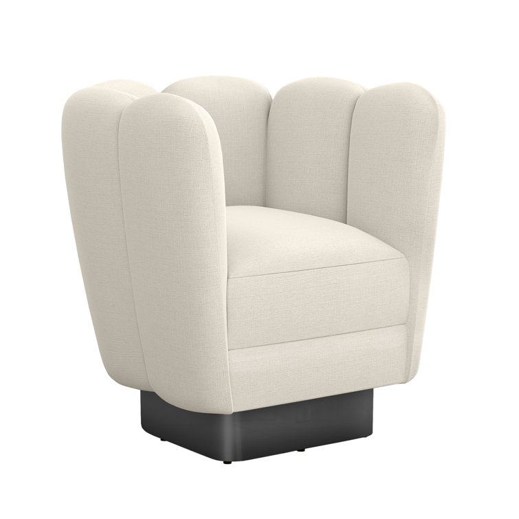Pearl and Gunmetal Swivel Barrel Accent Chair in Metal