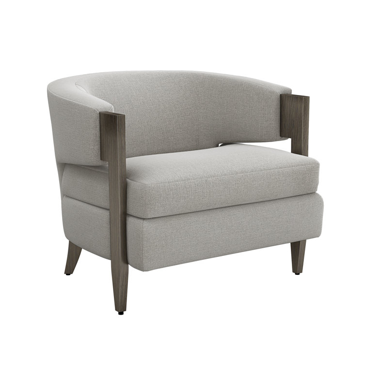 Gray Handcrafted Wood Barrel Accent Chair
